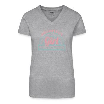 Fille Architecture - T-shirt bio col V Femme - noir - Devant