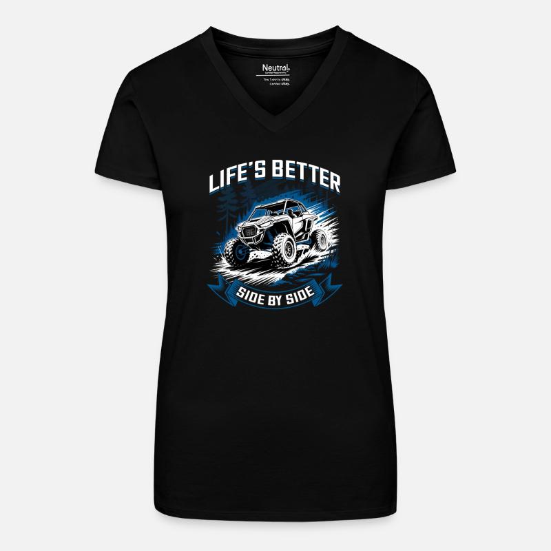 UTV Off Road 4 Wheeler Side by side - Organic Women's V-Neck T-Shirt - black