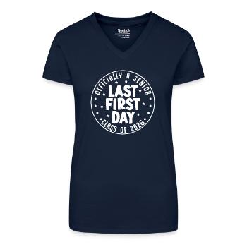  Officially A Senior Last First Day Class Of 2026 - Organic Women's V-Neck T-Shirt - navy blue - Front