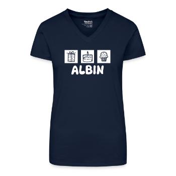 Albin - Organic Women's V-Neck T-Shirt - navy blue - Front