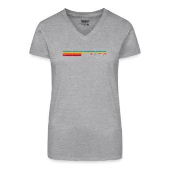 Silhouette del gradiente dello skyline al tramonto - Maglietta ecologica da donna con scollo a V - nero - Fronte