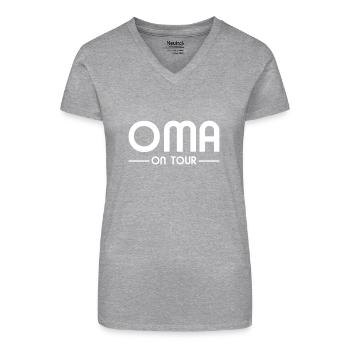 Oma on Tour - Bio Frauen T-Shirt mit V-Ausschnitt - Schwarz - Vorne