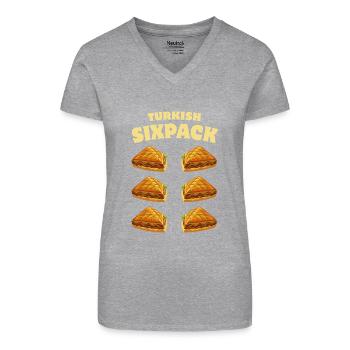 Baklava - Turkish Sixpack - Süßspeise - Spruch - Bio Frauen T-Shirt mit V-Ausschnitt - Schwarz - Vorne