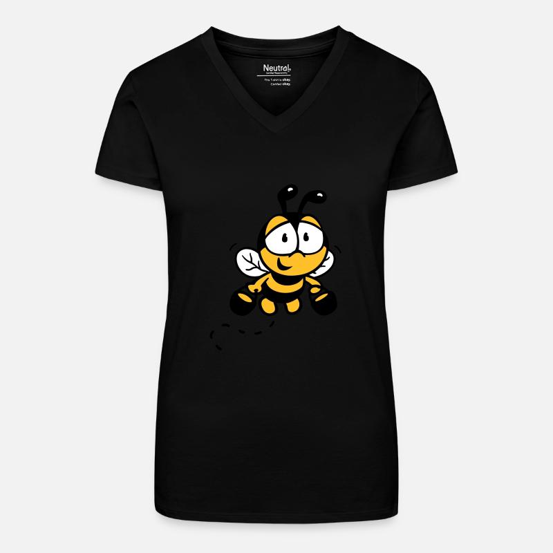 Abeille - T-shirt bio col V Femme - noir