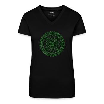 Mayan Flower Green - Mandala made with Love - Organic Women's V-Neck T-Shirt - black - Front