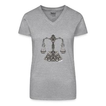 Waage Sternzeichen - Bio Frauen T-Shirt mit V-Ausschnitt - Schwarz - Vorne