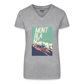 Mont Blanc Eleganz - Bio Frauen T-Shirt mit V-Ausschnitt - Schwarz - Vorne