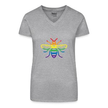 Gay Pride Bee - T-shirt bio col V Femme - noir - Devant