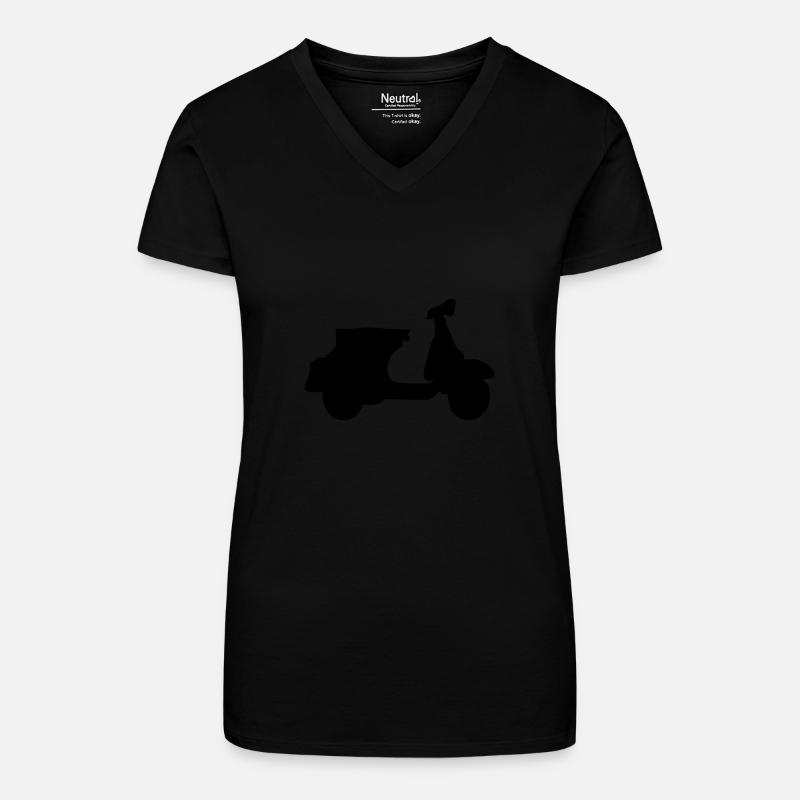 Motorroller Roller Blechroller Schaltroller - Bio Frauen T-Shirt mit V-Ausschnitt - Schwarz