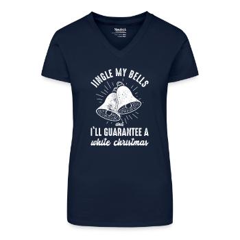 Jingle Bells Kunstvolles Weihnachtsduo - Bio Frauen T-Shirt mit V-Ausschnitt - Dunkelblau - Vorne