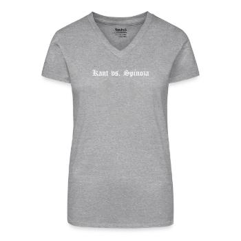 Kant contre Spinoza jouant aux échecs - T-shirt bio col V Femme - noir - Devant