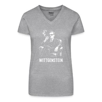 Wittgenstein, philosophe, Silhouette, fumer - T-shirt bio col V Femme - noir - Devant