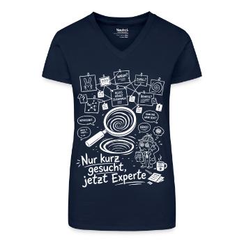 Nur Kurz Gesucht - Bio Frauen T-Shirt mit V-Ausschnitt - Dunkelblau - Vorne