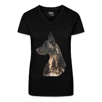 Deutsche Dogge - Bio Frauen T-Shirt mit V-Ausschnitt - Schwarz - Vorne