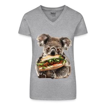 Koala - Bio Frauen T-Shirt mit V-Ausschnitt - Schwarz - Vorne