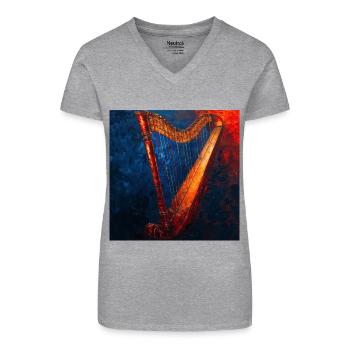 Harpe - T-shirt bio col V Femme - noir - Devant