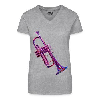 Trompete - Bio Frauen T-Shirt mit V-Ausschnitt - Schwarz - Vorne