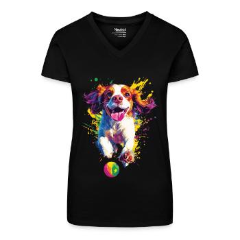 Cavalier King Charles - Bio Frauen T-Shirt mit V-Ausschnitt - Schwarz - Vorne
