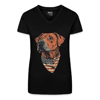 Rhodesian Ridgeback - Bio Frauen T-Shirt mit V-Ausschnitt - Schwarz - Vorne