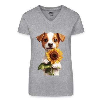Jack Russell Terrier - Bio Frauen T-Shirt mit V-Ausschnitt - Schwarz - Vorne