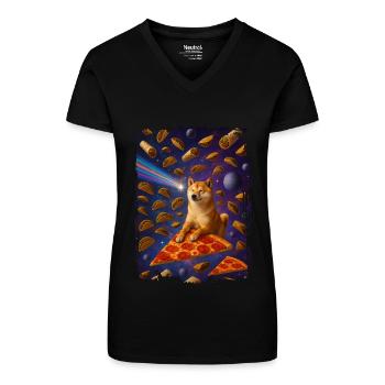 Shiba Inu - Bio Frauen T-Shirt mit V-Ausschnitt - Schwarz - Vorne