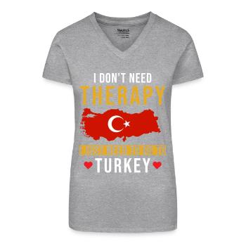Türkei Urlaub Spruch lustig - Bio Frauen T-Shirt mit V-Ausschnitt - Schwarz - Vorne