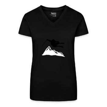 ski jump i mountain - Bio Frauen T-Shirt mit V-Ausschnitt - Schwarz - Vorne