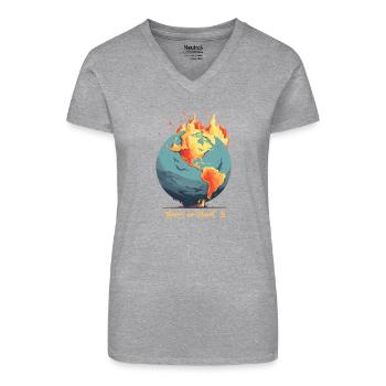 Die Welt Brennt - Bio Frauen T-Shirt mit V-Ausschnitt - Schwarz - Vorne