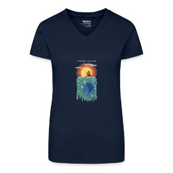 Food chain - Organic Women's V-Neck T-Shirt - navy blue - Front