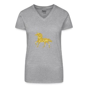 Golden Unicorn Goldenes Einhorn - Bio Frauen T-Shirt mit V-Ausschnitt - Schwarz - Vorne