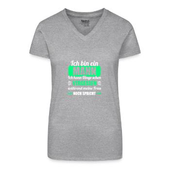 Ich bin Mann Dinge vergessen während Frau spricht - Bio Frauen T-Shirt mit V-Ausschnitt - Schwarz - Vorne