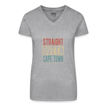 Tout droit sorti du Cap - T-shirt bio col V Femme - noir - Devant