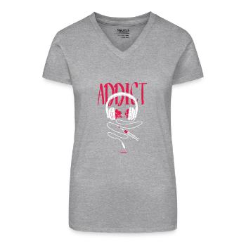 For a DJ - Music addiction - Organic Women's V-Neck T-Shirt - black - Front