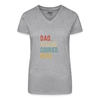 Kurier Papa Ehemann Held - Bio Frauen T-Shirt mit V-Ausschnitt - Schwarz - Vorne