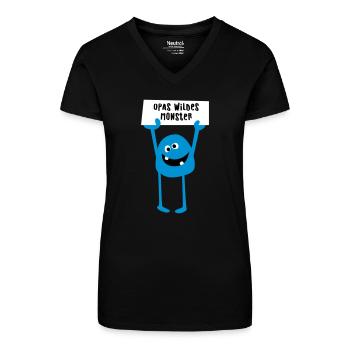 Opa Monster wild Demo Comic coole lustige Sprüche - Bio Frauen T-Shirt mit V-Ausschnitt - Schwarz - Vorne