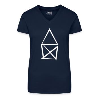 Geometrisches Linien-Kunst Design - Bio Frauen T-Shirt mit V-Ausschnitt - Dunkelblau - Vorne