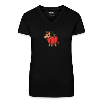 Pepper bangs - Organic Women's V-Neck T-Shirt - black - Front