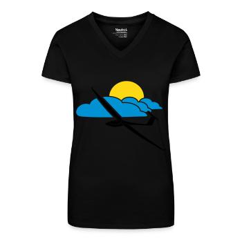 vol à voile - T-shirt bio col V Femme - noir - Devant