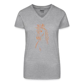 Silhouette de Cheval Élégant - T-shirt bio col V Femme - noir - Devant