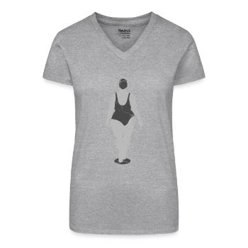 Schöne Frau im Badeanzug - Bio Frauen T-Shirt mit V-Ausschnitt - Schwarz - Vorne