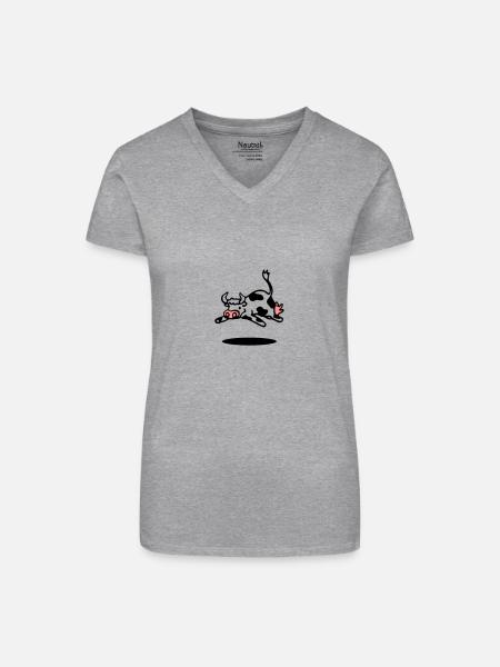 cow - Organic Women's V-Neck T-Shirt - black