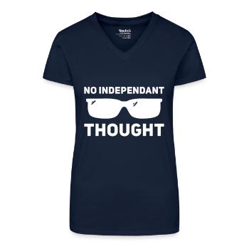 Kein unabhängiger Gedanke - Bio Frauen T-Shirt mit V-Ausschnitt - Dunkelblau - Vorne