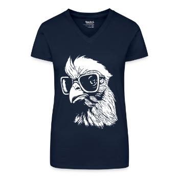 intelligentes Huhn - Bio Frauen T-Shirt mit V-Ausschnitt - Dunkelblau - Vorne