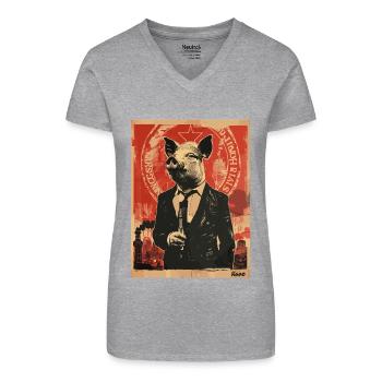 Business Schwein – Stilvoll und Erfolgreich - Bio Frauen T-Shirt mit V-Ausschnitt - Schwarz - Vorne