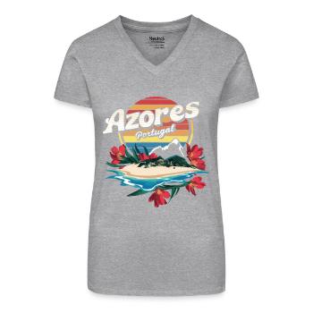 Azores Portugal Souvenir - Tropische Insel - Bio Frauen T-Shirt mit V-Ausschnitt - Schwarz - Vorne