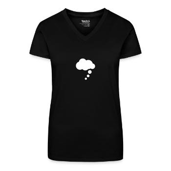 Comic Cartoon Denkblase - Bio Frauen T-Shirt mit V-Ausschnitt - Schwarz - Vorne