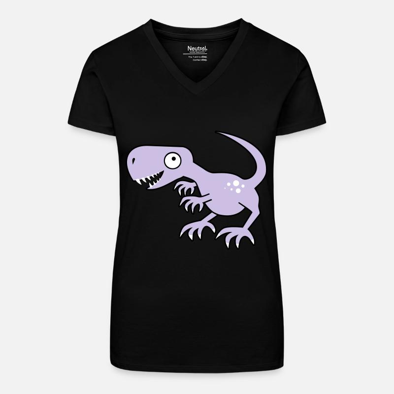 Dinosaurier - T-Rex - Bio Frauen T-Shirt mit V-Ausschnitt - Schwarz