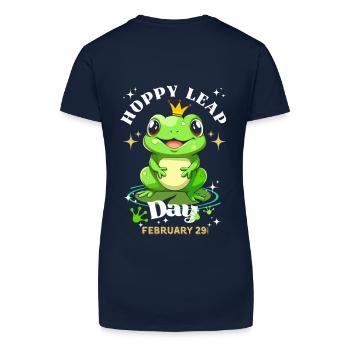 Hoppy leap day frog - Organic Women's V-Neck T-Shirt - navy blue - Back