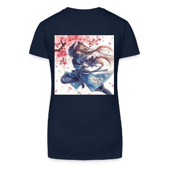 Ninja Fleur de Cerisier dans l’Attaque Éclair - T-shirt bio col V Femme - bleu foncé - Dos