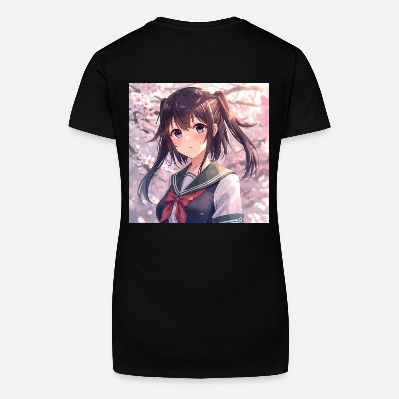 Kirschblüten Schuluniform - Bio Frauen T-Shirt mit V-Ausschnitt - Schwarz